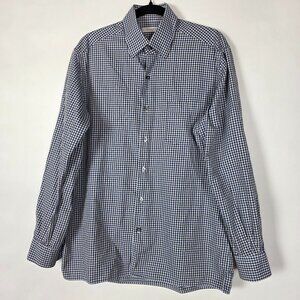 Ermenegildo Zegna Plaid 100% Cotton Mens Large Long Sleeve Button Shirt